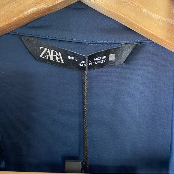 Zara long blue satin dress - Size L - Picture 6 of 11